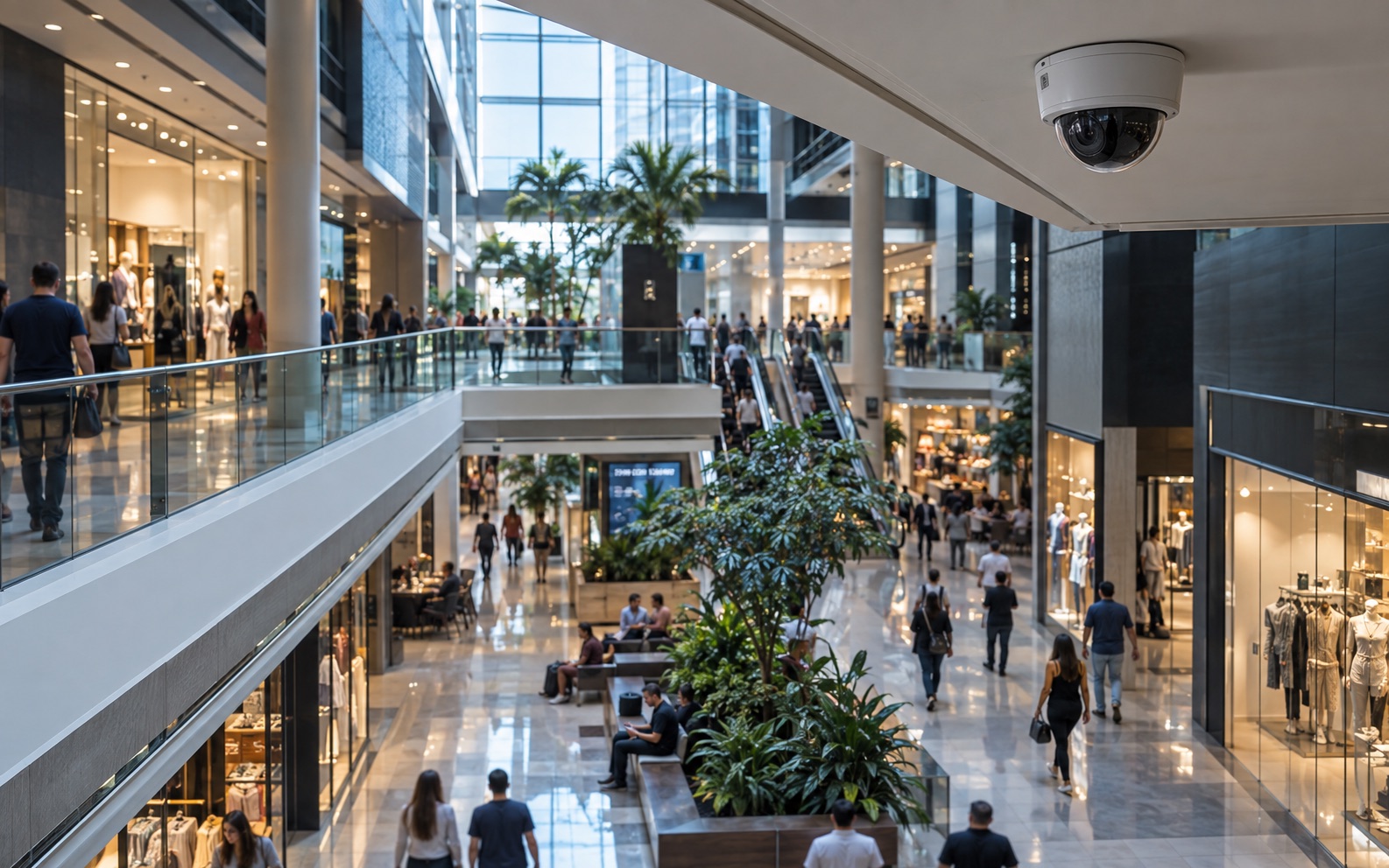 Câmera monitora circulação em shopping center